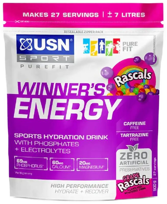 USN WINNER'S ENERGY 500G GRAPE FLAVOURED TIN