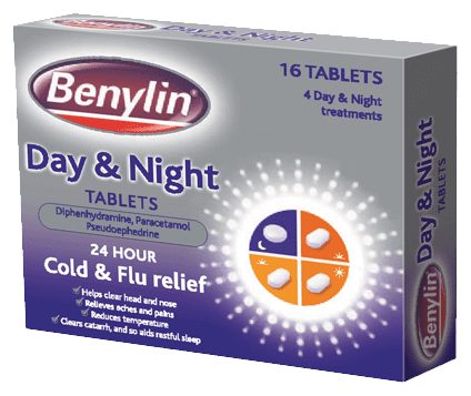 BENYLIN DAY AND NIGHT TABS COLD AND RELIEF 16S