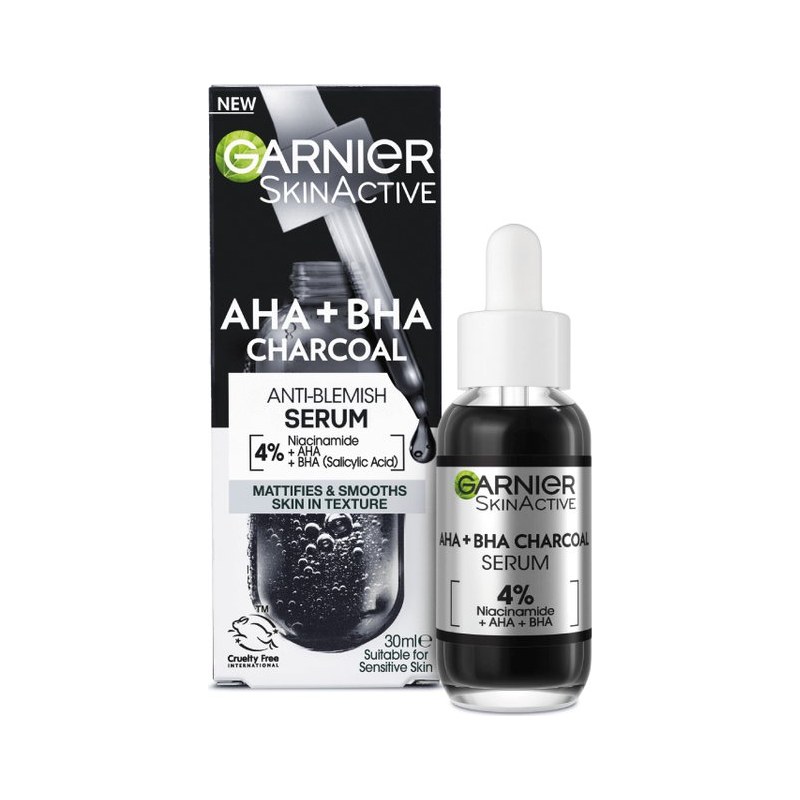 GARNIER AHA+BHA WITH CHARCOAL ANTI-BLEMISH SERUM 30ML